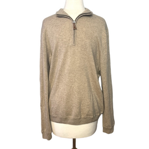Forte’ Cashmere Quarter Zip Pullover Sweater Tan Men’s M